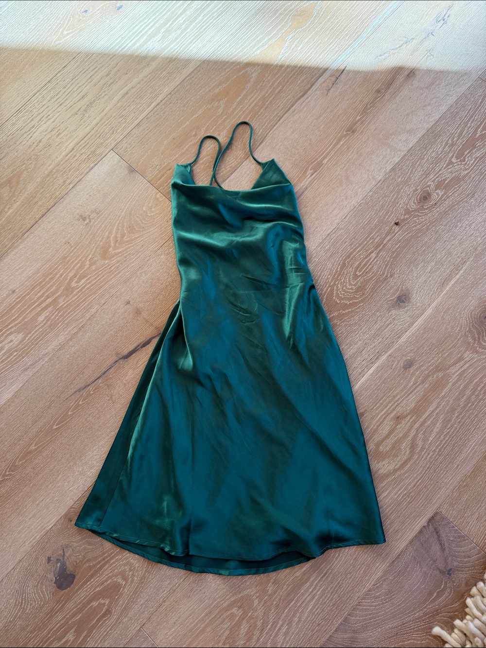 Beginning Boutique Teal Satin Slip Dress